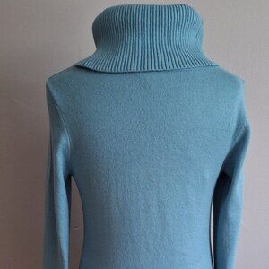 Talbots Mongolian Turtleneck Sweater Dress TURQUOISE Cotton Knit Size S NWT